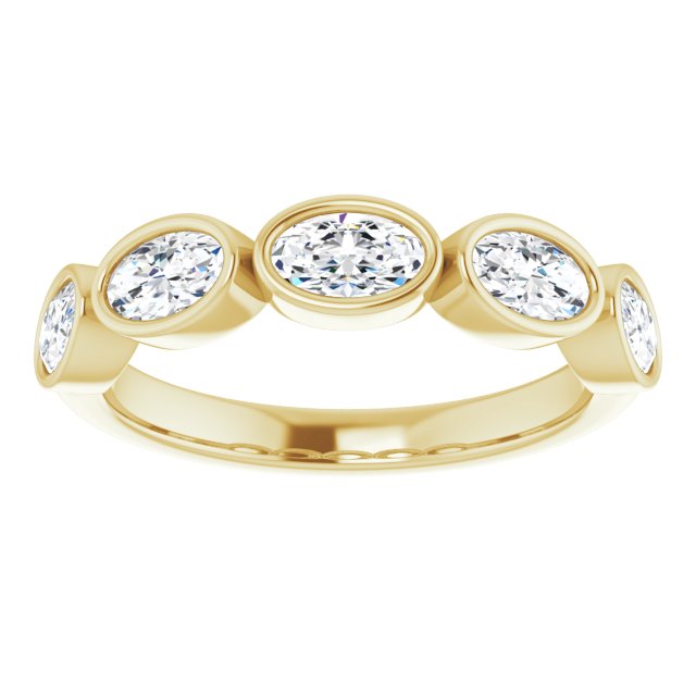 1.05 ct. Oval Cut Diamond Wedding Band 5 Stone Anniversary Ring-VIRABYANI